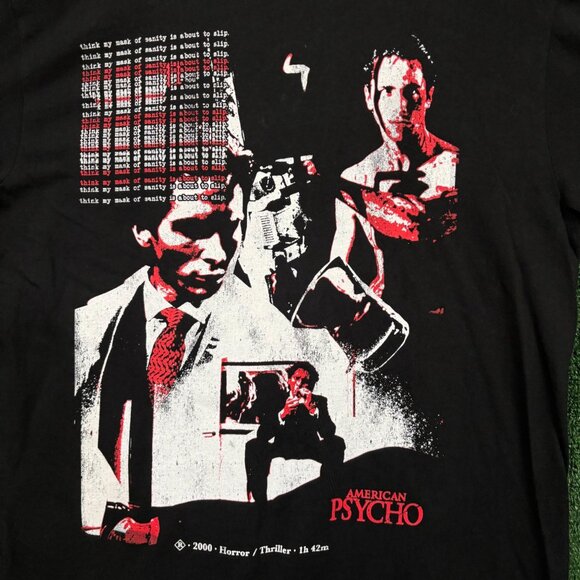 American Psycho Think My Mask of Sanity is About to Slip T-Shirt Size Large - Picture 2 of 4